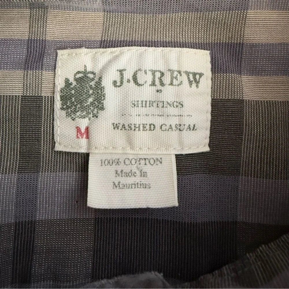 J‎ Crew Mens Button Up Plaid Long Sleeve Shirt Gray Medium Casual Washed